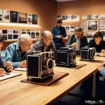 Home 19 마이크로커뮤니티의 성장 가능성 평가하기 - A cozy, intimate digital community scene showing a small group of diverse adults gathered around a l...
