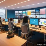 Home 18 마이크로커뮤니티 구축을 위한 도구 - A vibrant and modern digital workspace showcasing a diverse micro-community engaged in a Discord ser...